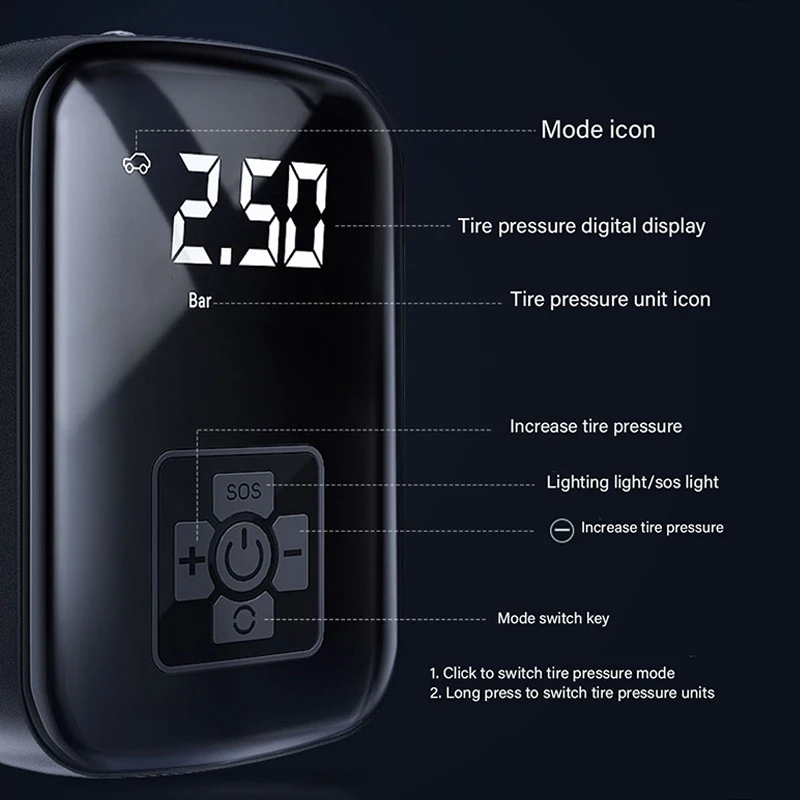 Wired Tyre Inflator 12V 150 PSI Mini Portable Air Pump Compressor Pressure Electric Digital Tyre Inflator For Car Bike Ball