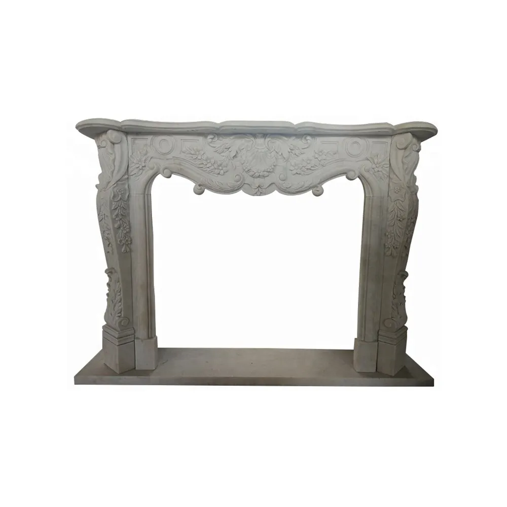 High polished indoor decoration marble stone fireplace mantel