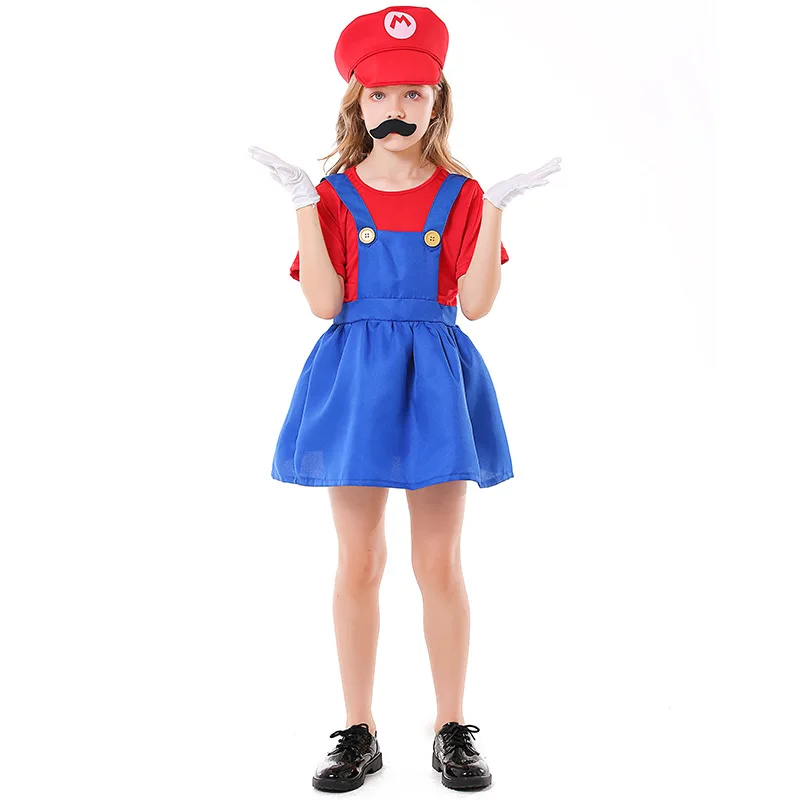 Super Costume Mario Bros Unisex Adult Kids Outfit Cosplay Fancy Dress Costume