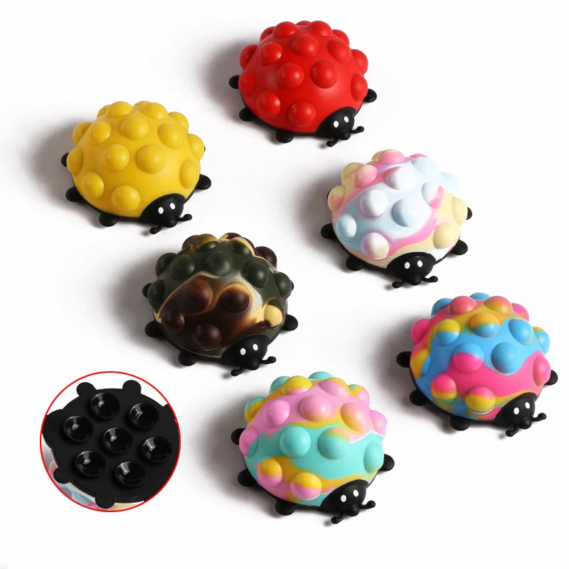 3D coccinella septempunctata Fidget Ball Push Bubble Children Silicone Toy Gift Anxiety Relief fingertip Toy Education Brain toy