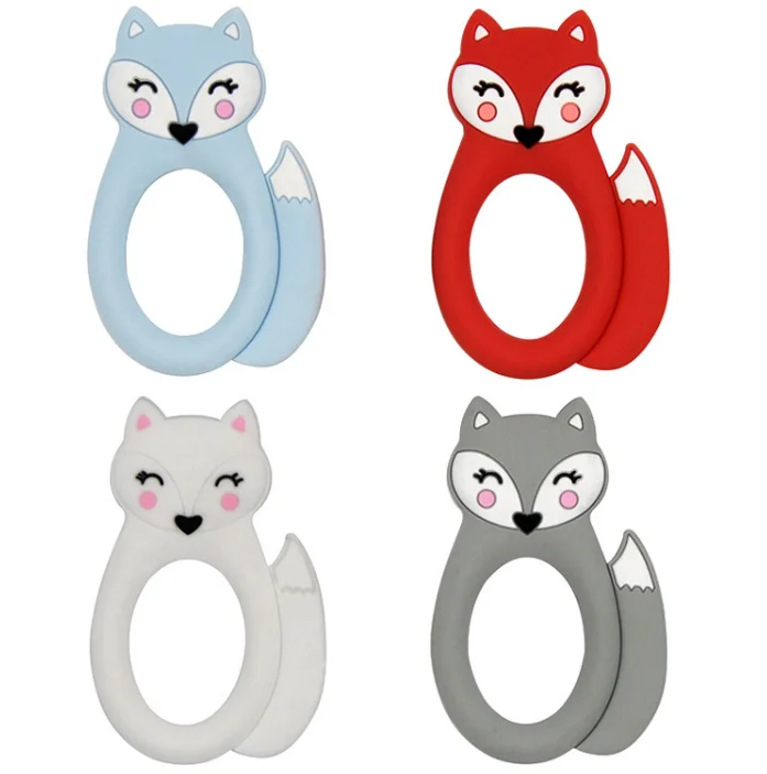 Популярное устройство для прорезывания зубов в виде животных из мультфильма Amazon, детский прорезыватель, силиконовый прорезыватель для зубов в виде лисы на заказ