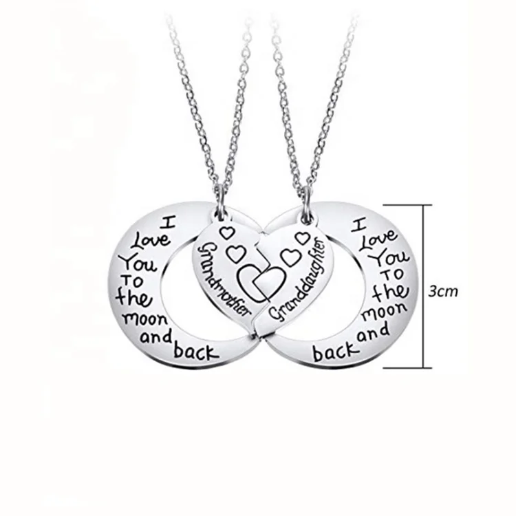 Hot Selling I Love You To The Moon And Back Pendant Mom Necklace For Mothers Day Gift