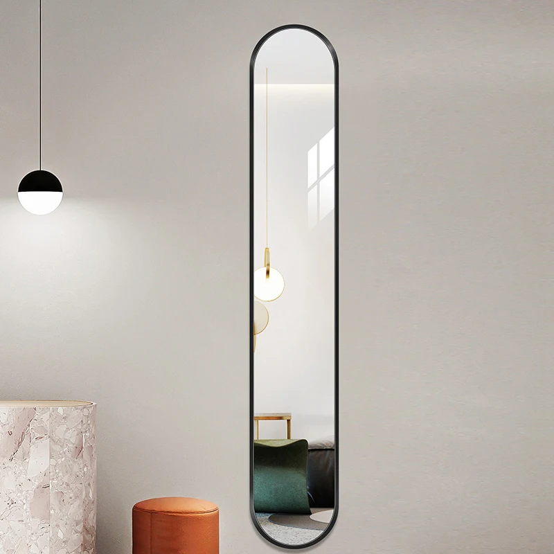 New Design Home Decorative Aluminium Alloy Frame Narrow Mirror Wall Mounted Full Length Mirror Dressing Mirror