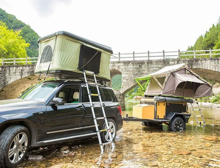 High Quality Hard Shell Rooftop Tent Outdoor Camping And  Trailer Car Awning Foldable Car Roof Top Tent