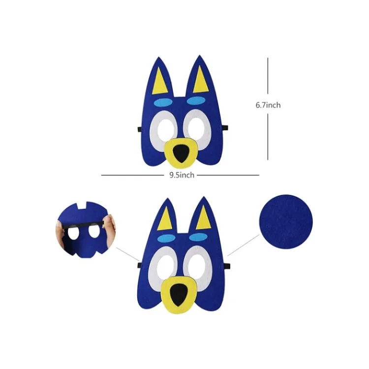 9 Packs Puppy Dogs Felt Mask for Kids Cartoon Theme Party Supplies Cosplay Decoration Gift for Children Boys Girls