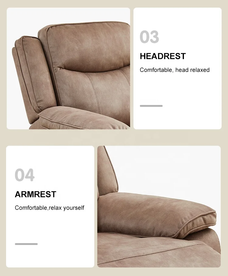 MANWAH CHEERS Factory Wholesales Italian Style Brown Full Cloth 6 Seater Section Modular Recliner Couch Living Room Sofa