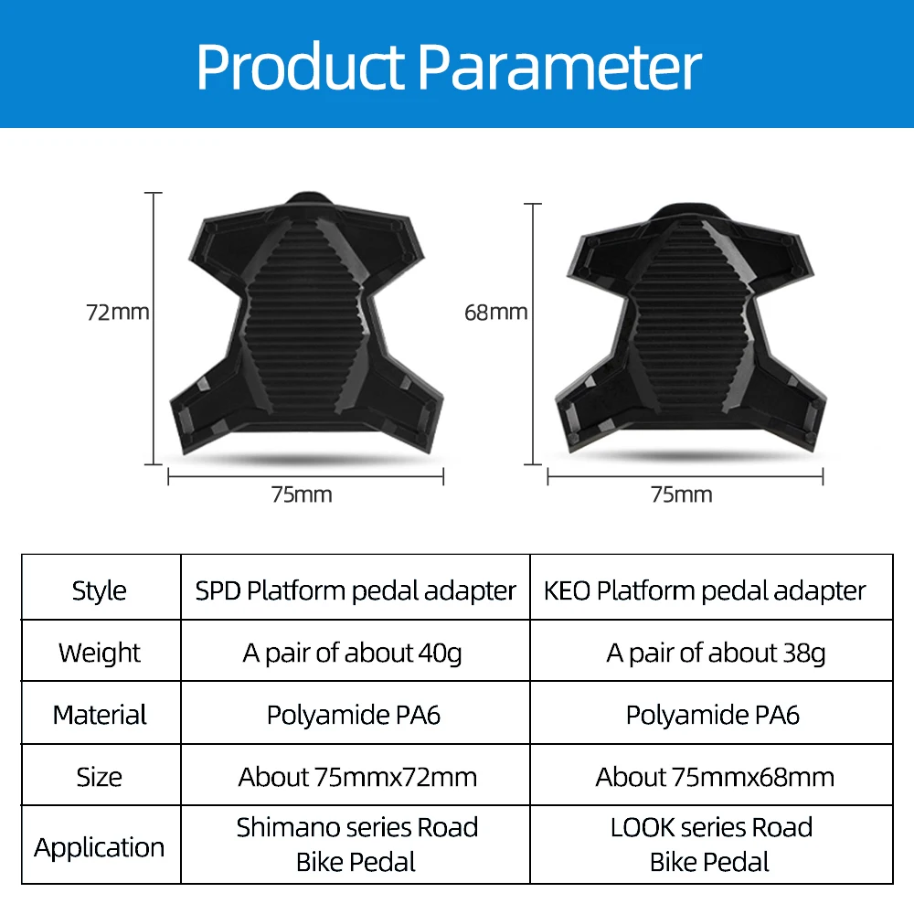 Bicycle Self-locking Clip Less Pedal Platform Adapter for Road Bike SPD and KEO System Cycling Pedal Cleat