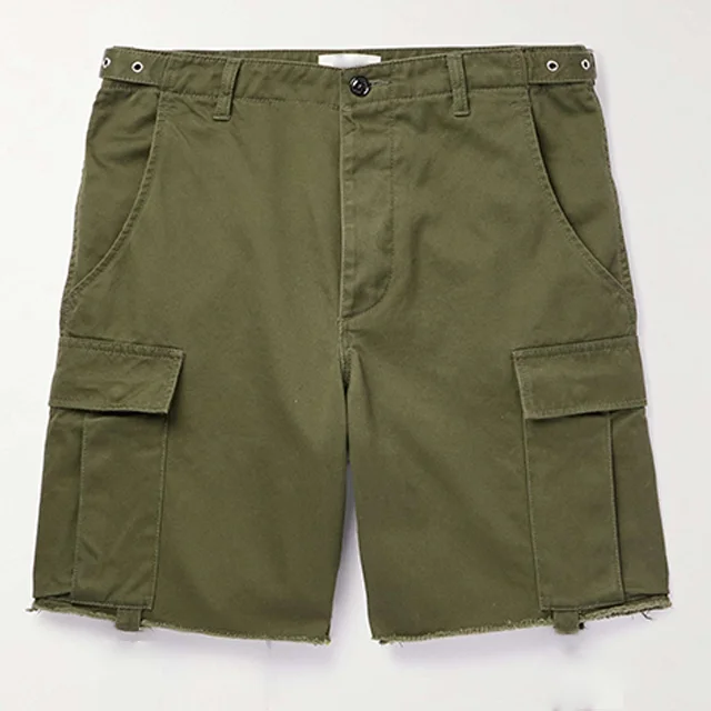 Custom Brand Outdoor Casual 8 Inch Wide Leg Beige Shorts Two Pockets Regular Fit Sublimated Nylon Cotton Cargo Shorts Streetwear