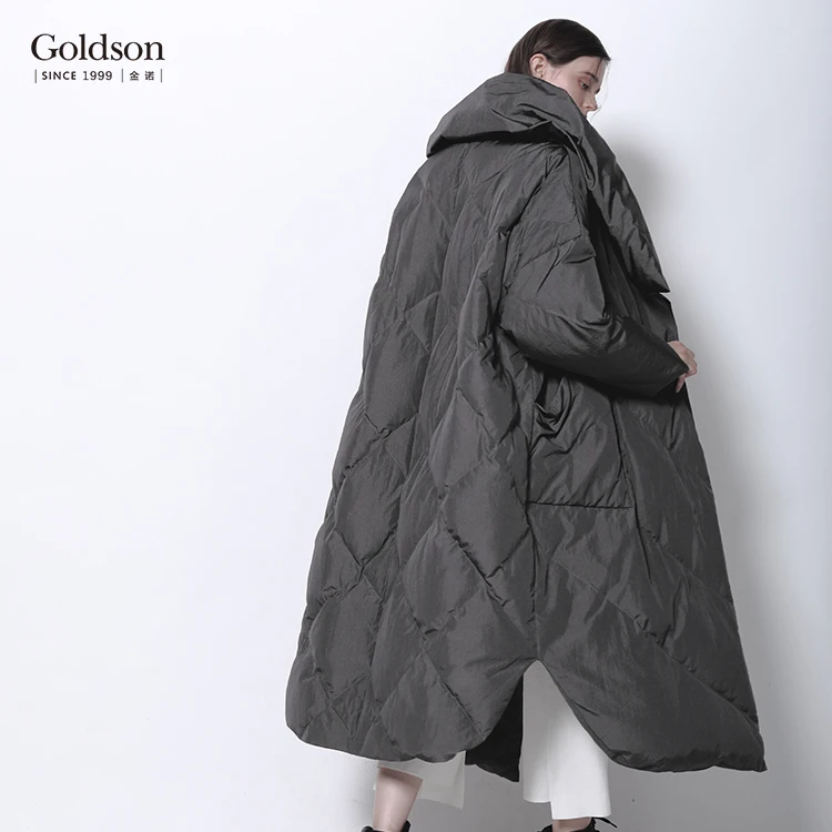 Big collar puffer effect long winter duck coats women outdoor winter jacket