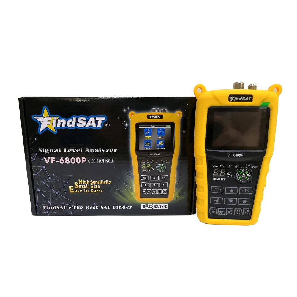 VF-6800P HD Digital Satellite Finder Combo Support DVB-T2/DVB S2/DVB C Sat Finder Meter For Satellite TV Receiver dvb t2 Tuner