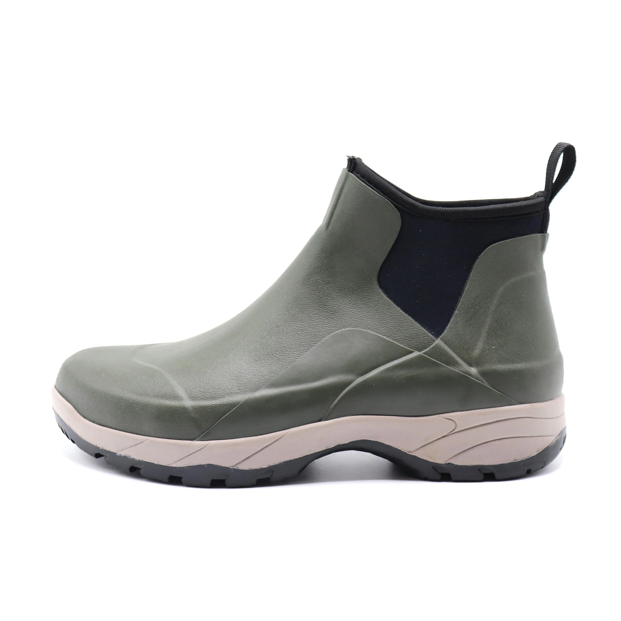 Wholesale Unisex Adult Rain Boots Deep Green Rubber with Waterproof Feature for All Seasons Including Winter and Summer