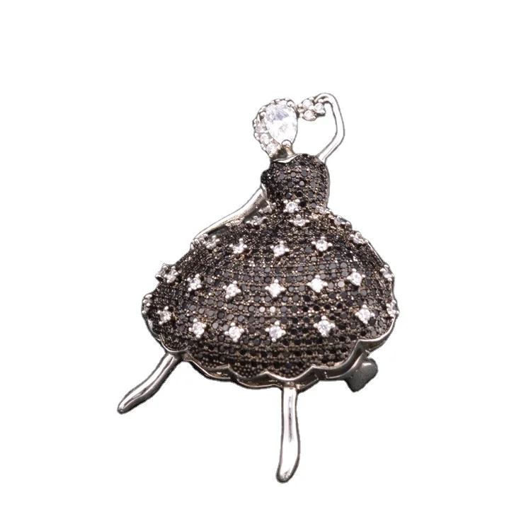 High Quality Cheap Pure Handmade Beautiful 925 Sterling silver Dance gracefully luxury brooch