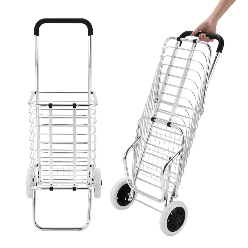High quality aluminum small trolley cart multi-functional portable folding luggage cart with wheels