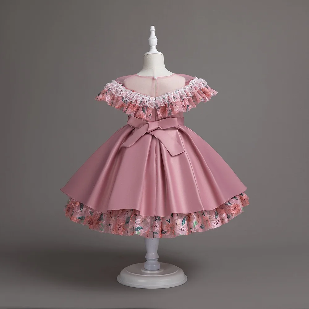 2023 fashion New girls net yarn bow princess dress kids colorful cake puffy dress birthday party flower wending dress girls
