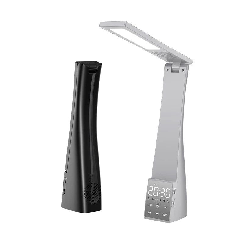 Multifunction Portable Touch Rechargeable Blue Tooth Music Speaker Foldable Desk Lamp Wtih Temperature Display