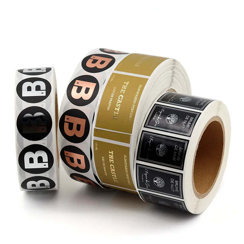 Luxury Custom Adhesive Label Roll Logo Printed Gold Foil Stamping Perfume Bottle Labels