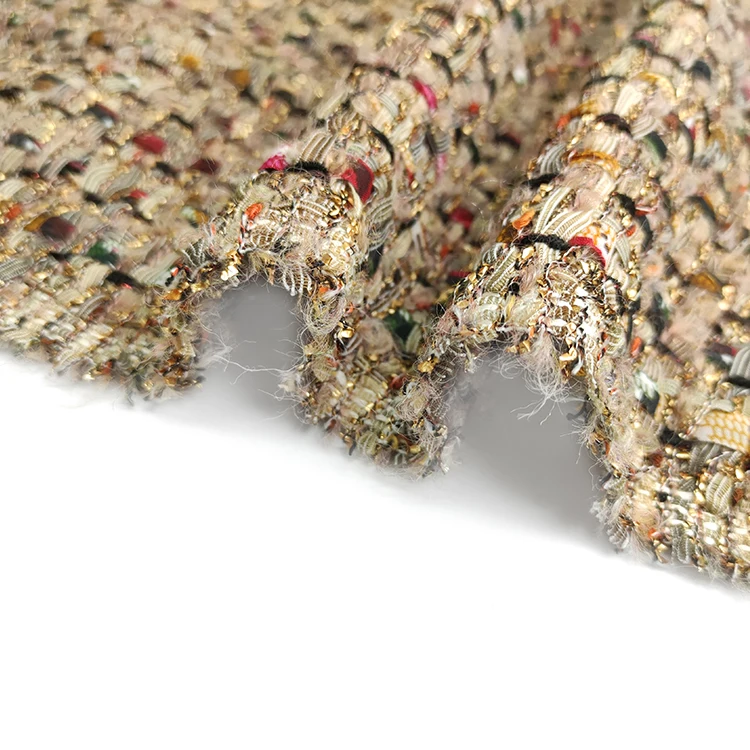 Low MOQ Hot selling Polyester Acrylic wool Tweed fabric 220gsm Yarn dyed for bag