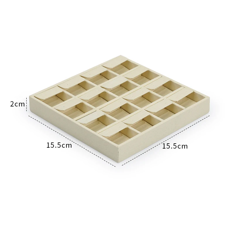 SUNDO High quality custom Microfiber material Jewellery Display Trays 16 slot metal logo printed Stackable Jewelry Tray