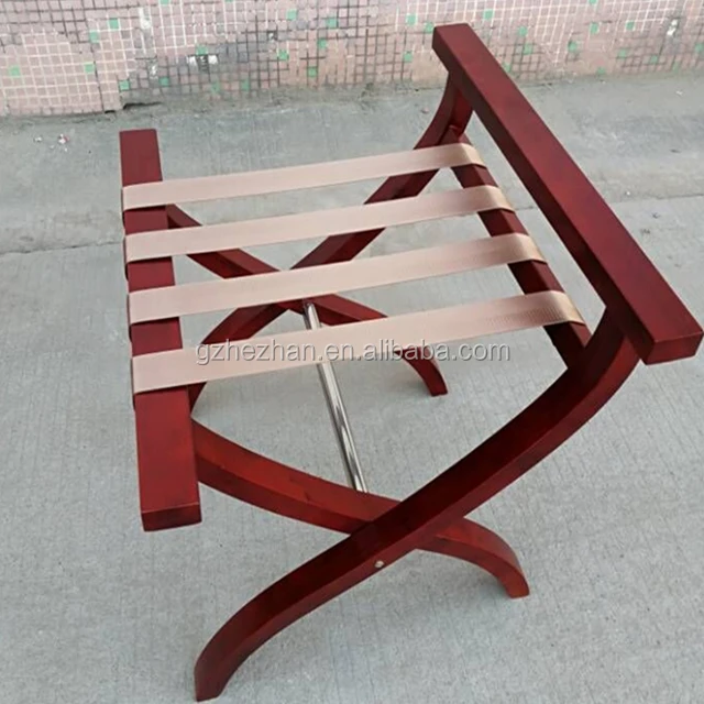 
Mahogany Hotel Guestroom Wooden Suitcase Luggage Rack Wooden Hotel Furniture 