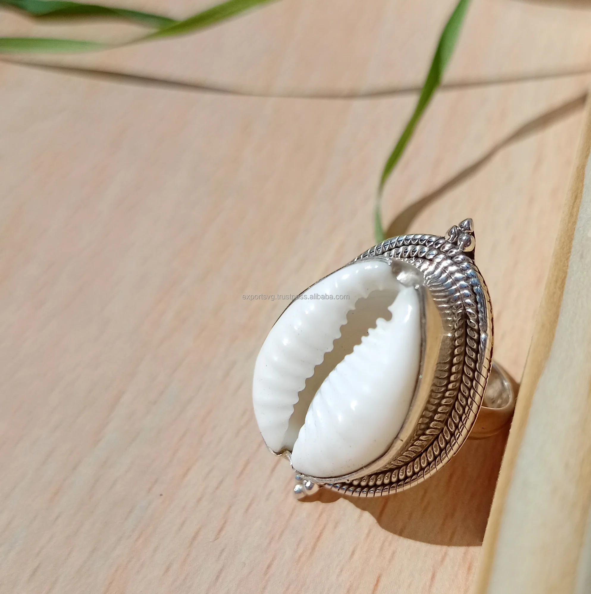 Shell Ring with Twist Sterling Silver Ring Statement Bohemian Boho Cowrie High Quality Ring Gift For Her Jewelry