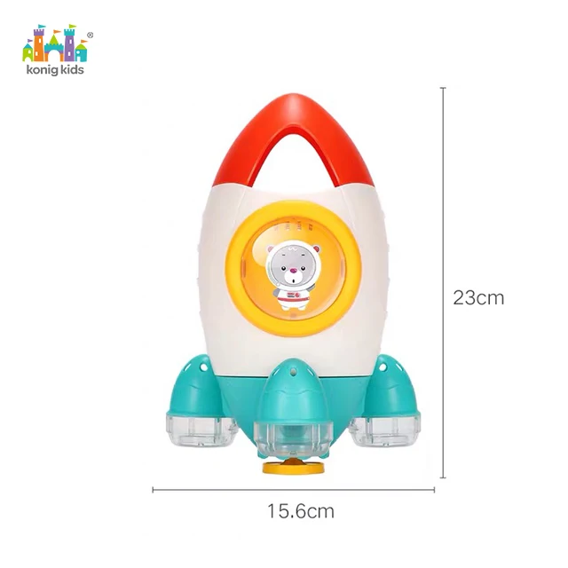 2020 Konig Kids Popular High Quality Water Power Rotating Rocket Toys Purling Shower Play Set Baby Water Bath Toy