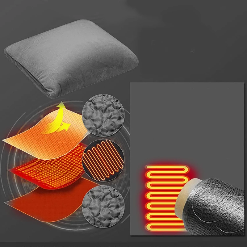 2 In 1 Battery Operated Blanket Pillow Car Camping Portable USB Heated Blanket