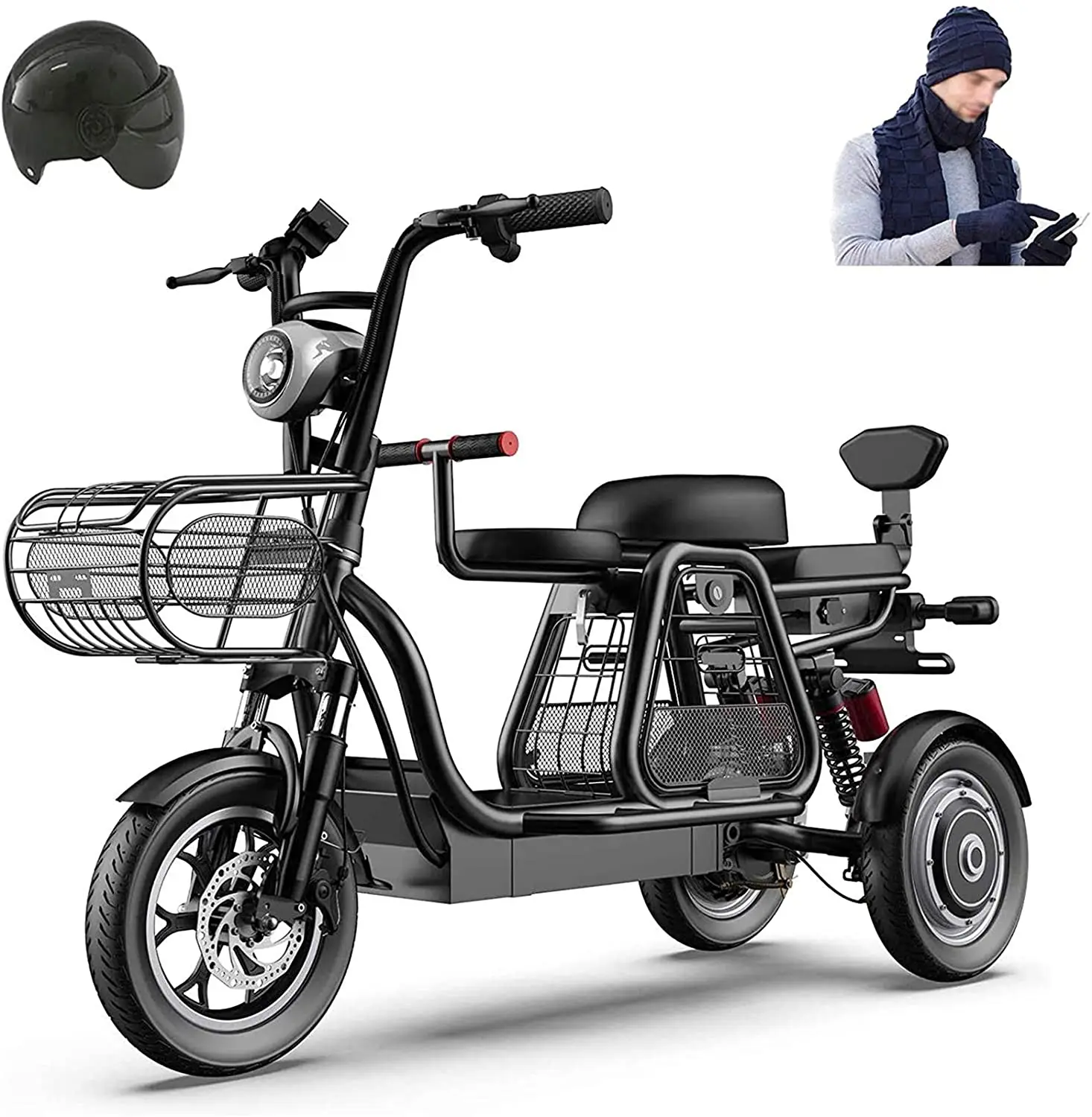 Fat Tire Electric Bike 3 Wheel Electric Bike 500W Electric Bicycle for Adult 48V 11AH 12 In Electric Scooter with Electric Lock