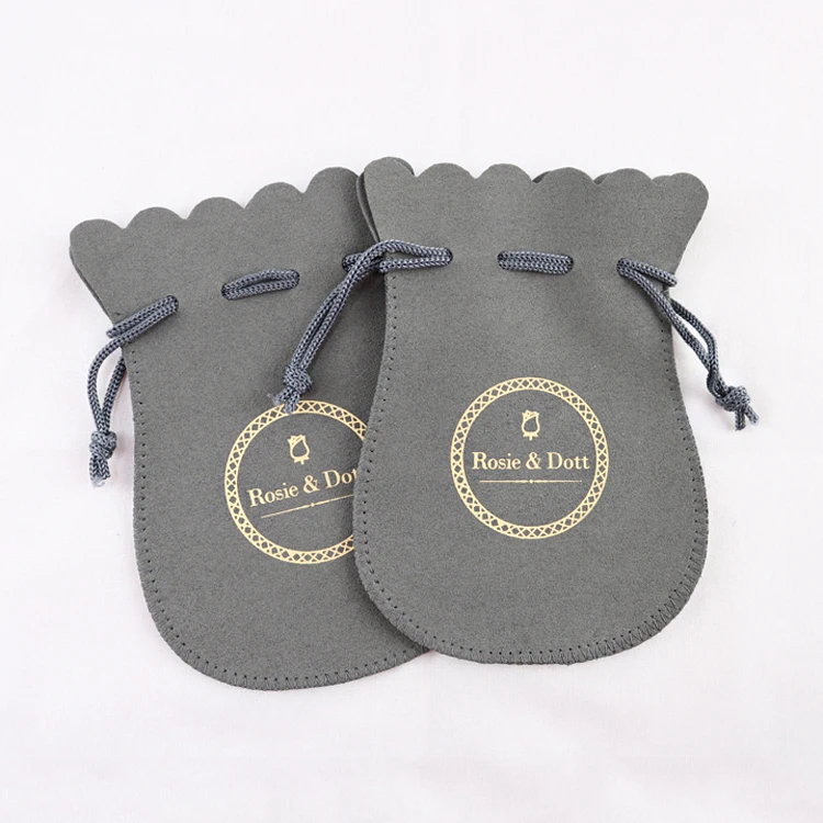 Wholesale custom suede jewelry pouch packaging with logo