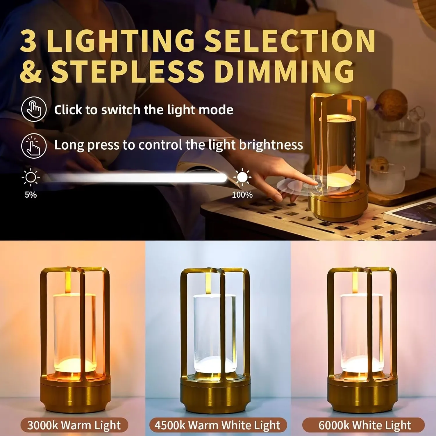 Multifunctional Night Light Ball Led Rechargeable Cordless Desk Lamp Battery Modern Touch Sensor Switch Nordic Table Lamp