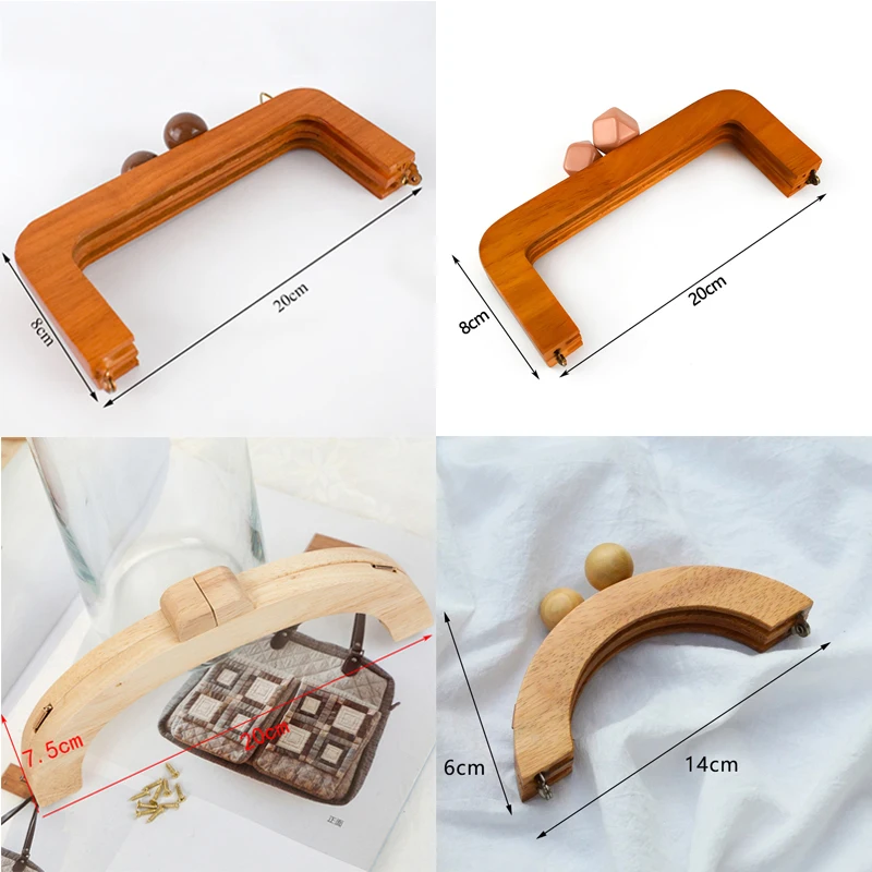 Custom High Quality Wooden Clutch Bag Box Frame Closure Kiss Clasp Foldable Wooden Purse Frame