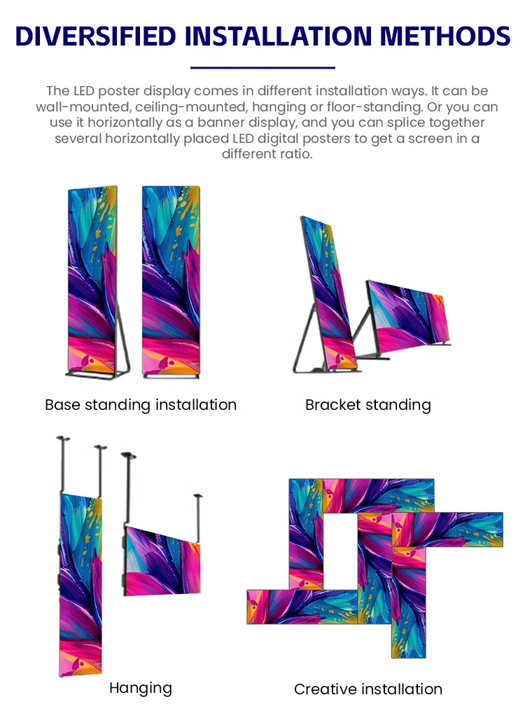 Floor Standing outdoor smart Wifi contral HD video advertising Playing machine LED poster digital signage displays screen