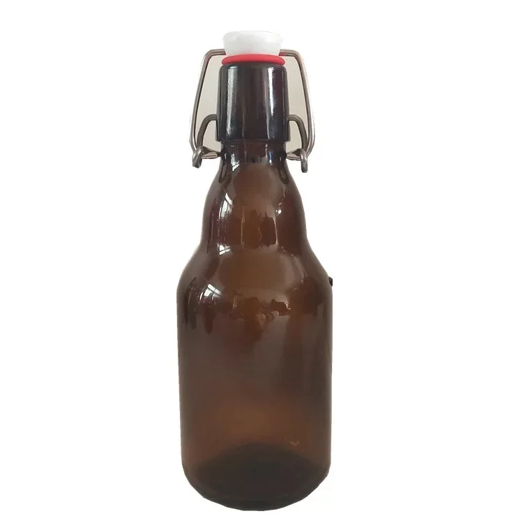 Hot Selling High Quality 330ml 12 oz Home Brew Amber Kombucha Glass Beer Bottle with air Tight Line Flip Swing Top Lid