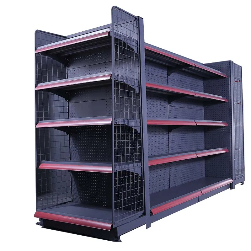 Double-Sided Mesh Stainless Steel Supermarket Shelves Metal Shop & Retail Displays