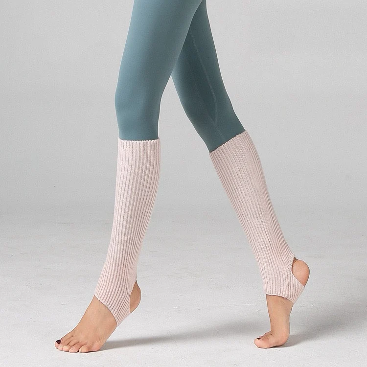 Women Girls Extra Soft Acrylic Leg Warmers Wholesale Winter Ballet Yoga Dance Socks Knitted Stirrup Design Comfortable Heel Hole