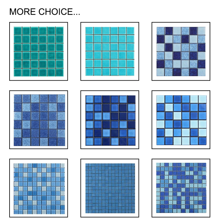 Colorize Foshan villa Square Green Porcelain swimming pool Mosaic tile Ice Crack blue Swimming pool tile ceramic