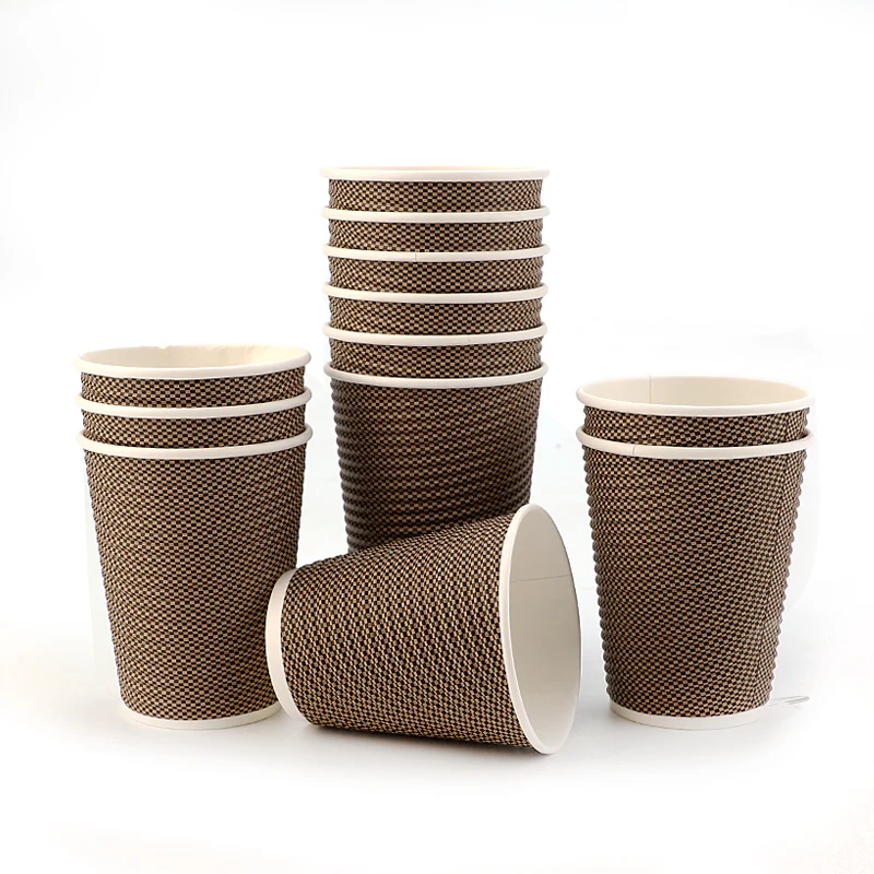 disposable gold foil stamping custom logo all black hot coffee paper cup with PS lid