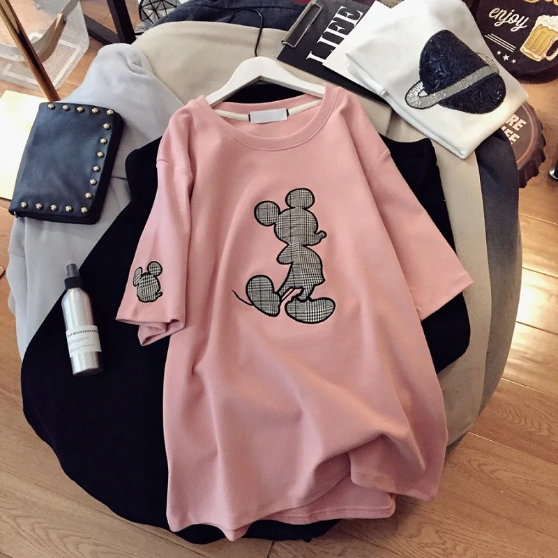 
fashion O neck loose casual short sleeve lady T shirts Girls popular design cartoon T shirts OC296 