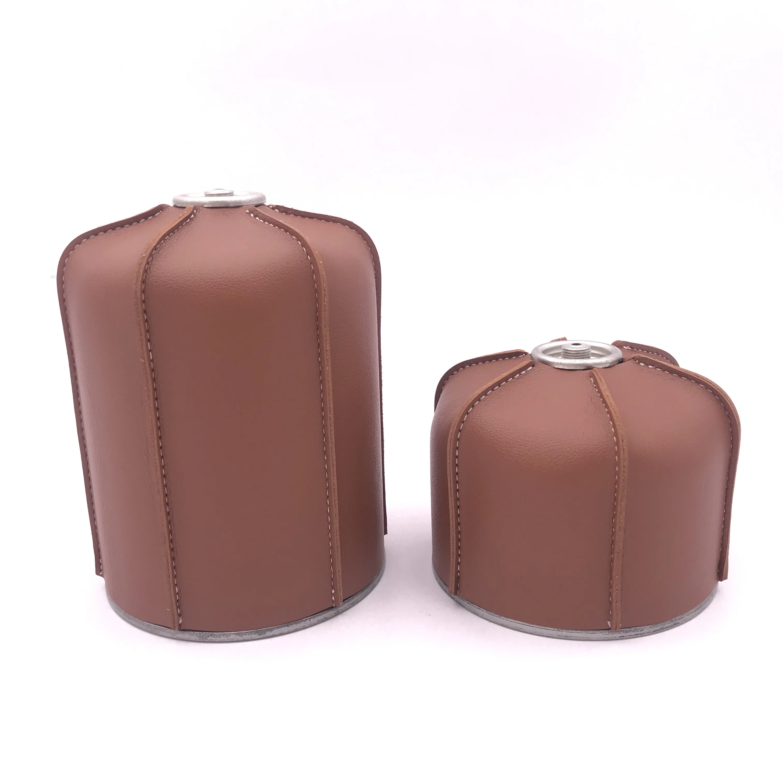 Custom Outdoor Camping Leather 450g Camping Gas Warmer Tank Protective Cover Gas Cylinder Warmer Case