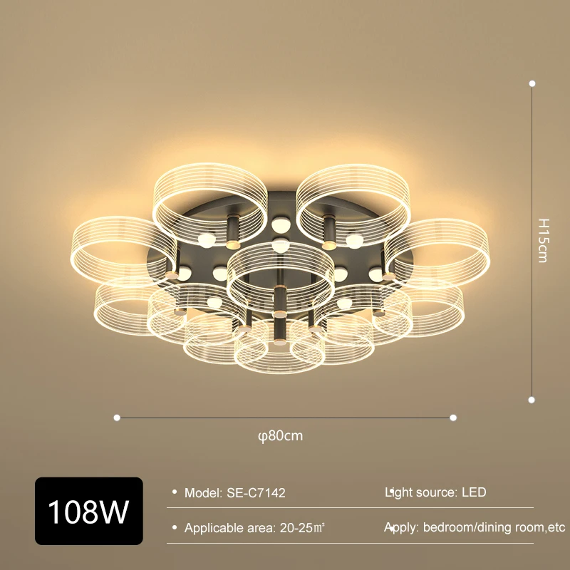 Modern Hotel Hallway Decoration Iron Acrylic 24w 36w 54w 108w 128w Led Ceiling Light