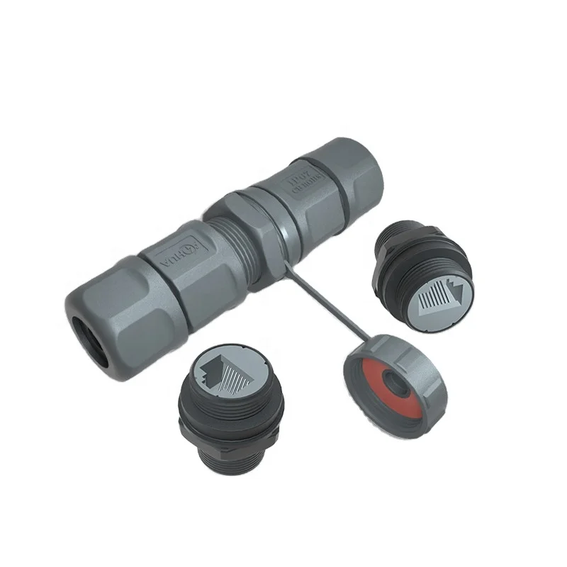 M19 field assembly outdoor cat5e ip67 ip68 rj45 female male panel mount network waterproof connector