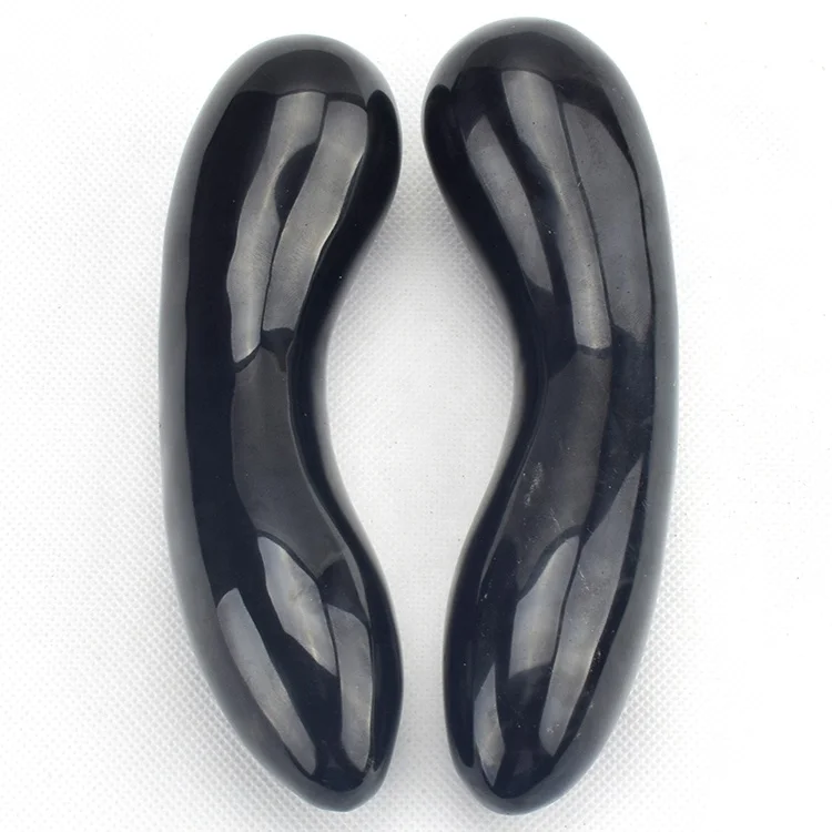 Highly Realistic Stone Carved Black Obsidian Crystal Penis Dildo Massage