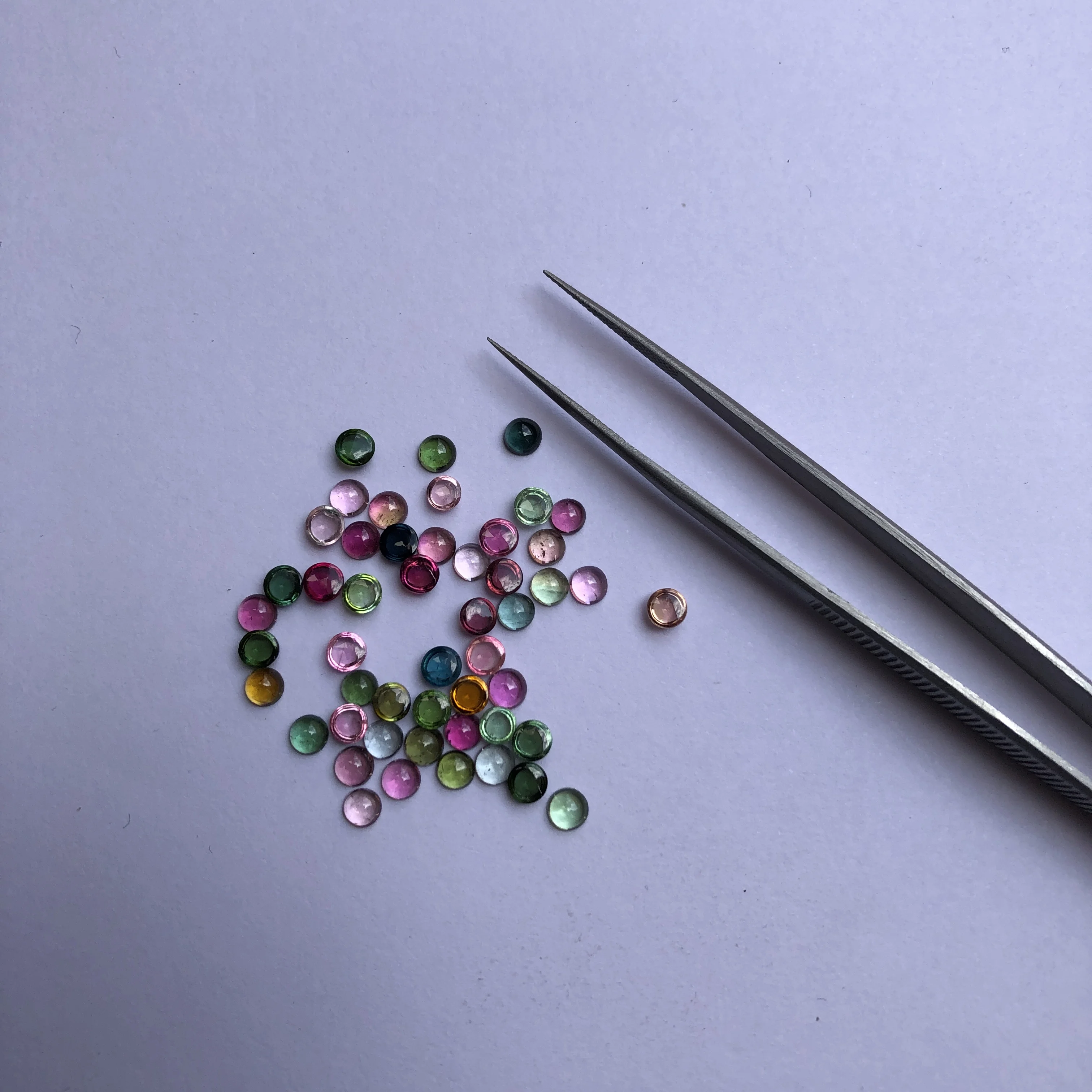 3mm Natural Multi Tourmaline Stone Smooth Round Loose Calibrated Flat Back Cabochons Supplier Gemstone at Wholesale Price Dealer