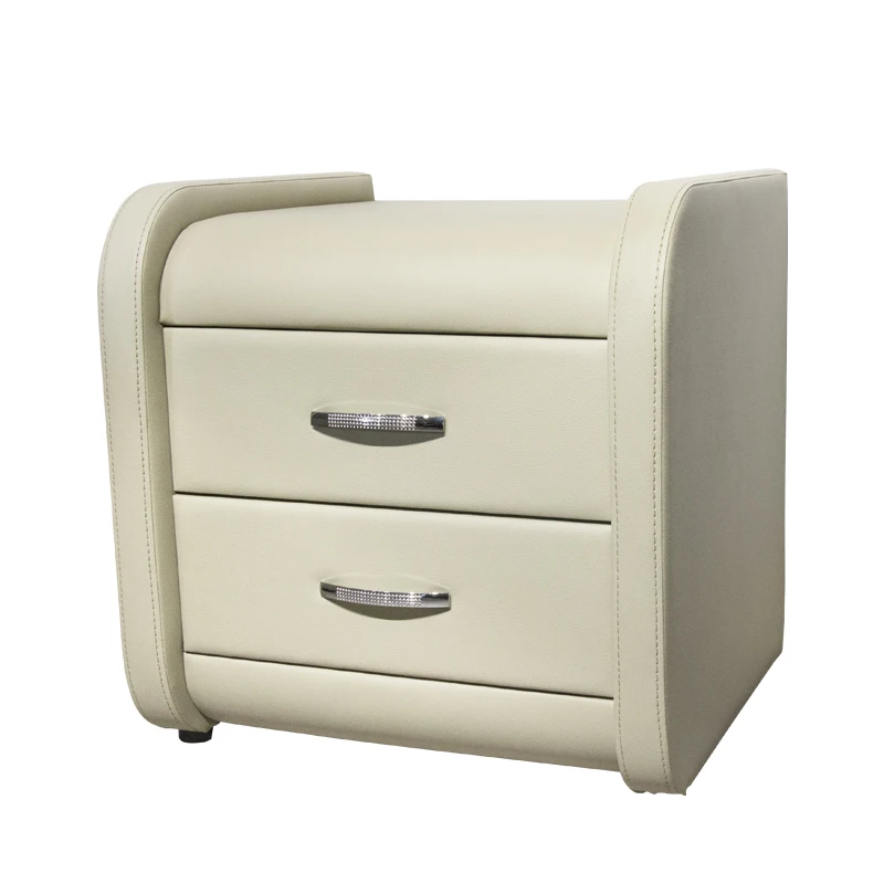 Роскошные деревянные современные маленькие столы с двумя ящиками, современная кожаная прикроватная тумбочка для спальни