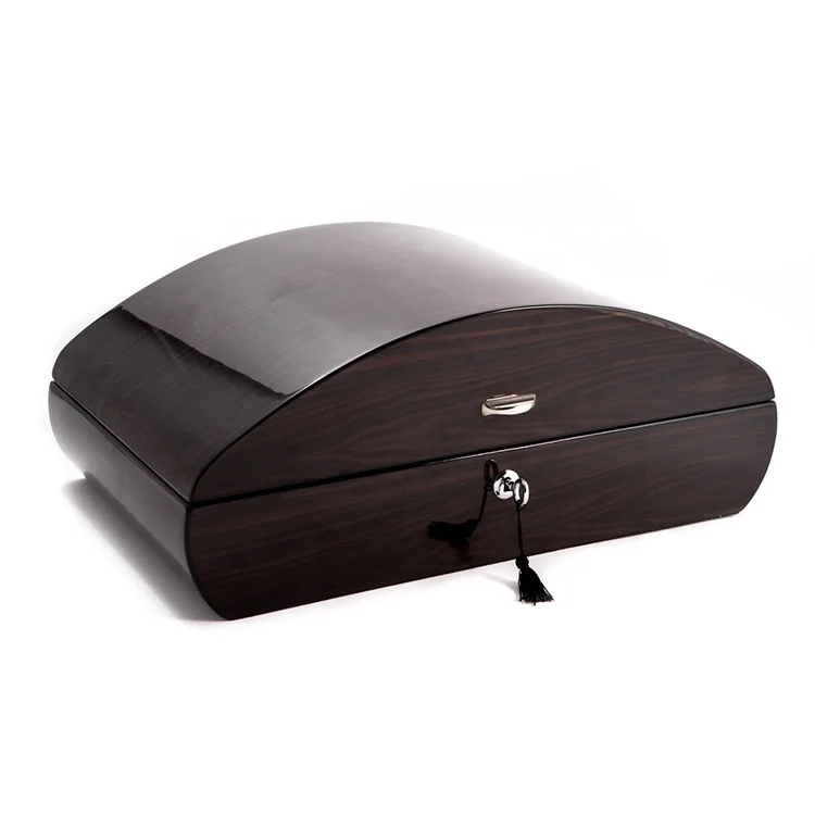 Diamond crown ebony high glossy wood box cigar humidor