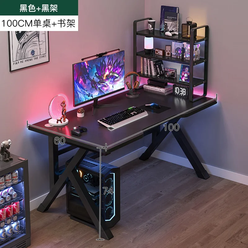 2024 YOUTAI hot cheap modern simple gaming table and chair set with shelf for home computer gaming desk standing room decoration