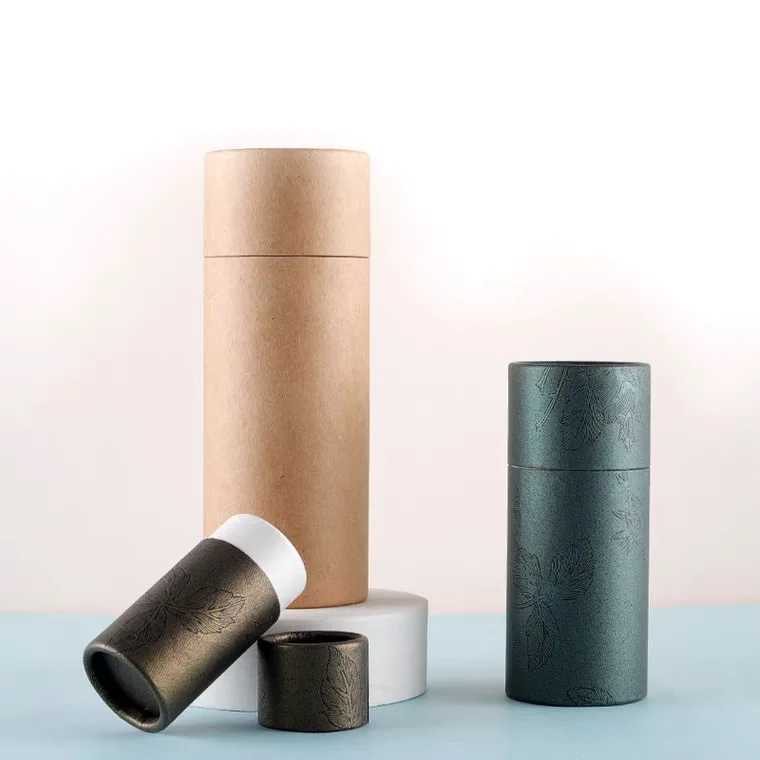 Бумажная коробка-трубка экологически чистые косметические контейнеры картонные трубки биоразлагаемый картонный контейнер из крафт-бумаги упаковка для эфирного масла