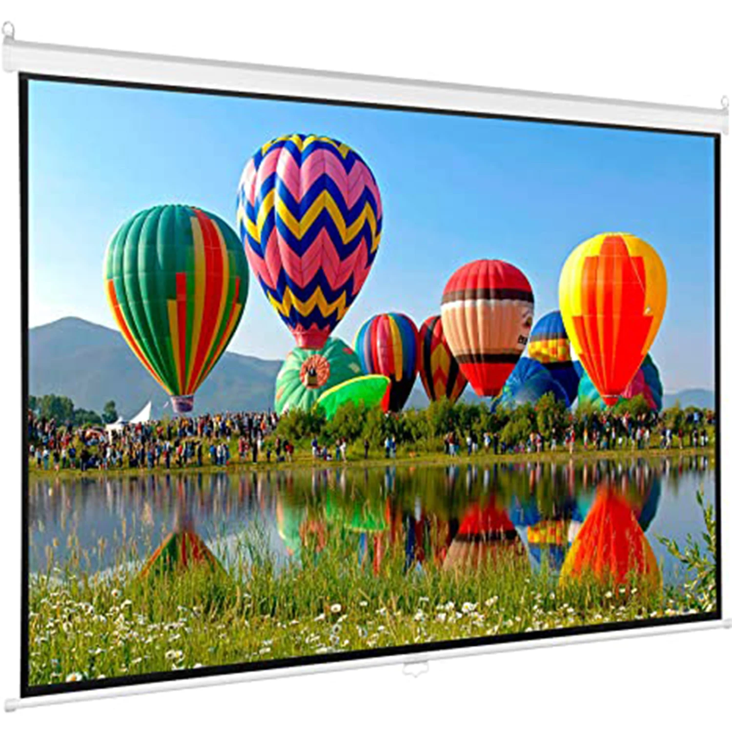 2021 new 100 inch coated white plastic projector screen, 16:9 projection hd manual drop-down screen
