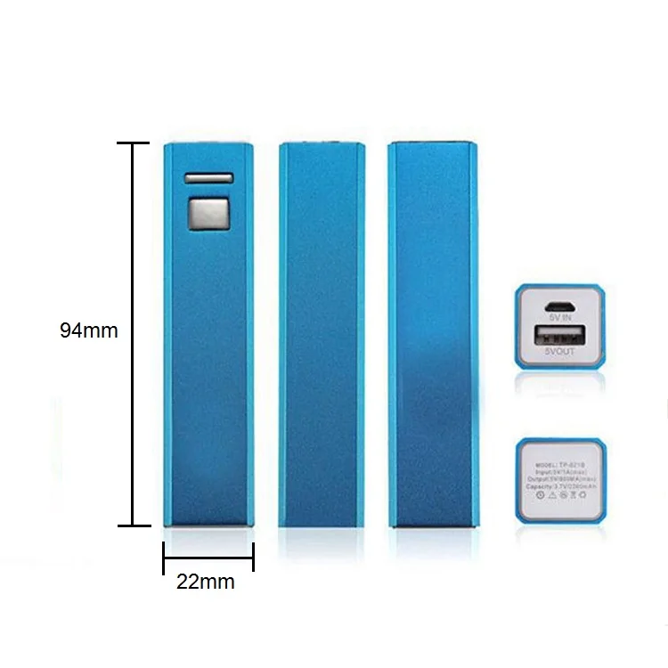 Colorful 2600mAh Promotional Mobile Power Bank for Mobile Phone Custom Logo Cheap Portable Power Bank Smart Charger for Mobile