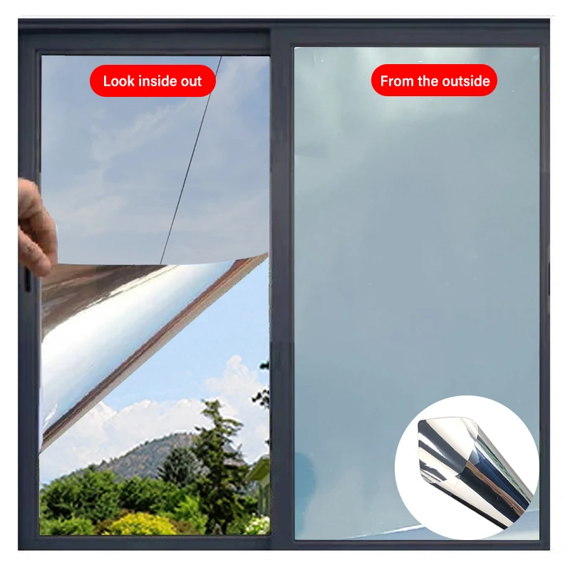 Silver 5% Unidirectional Visible Shade Reflective Film Home Window Balcony Heat Insulation Office Building Solar Glass Film
