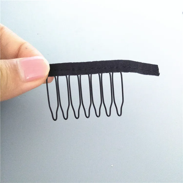 black cloth 100 pieces/lot wig accesseries tools 7-teeth black cloth wig comb clips for wigs